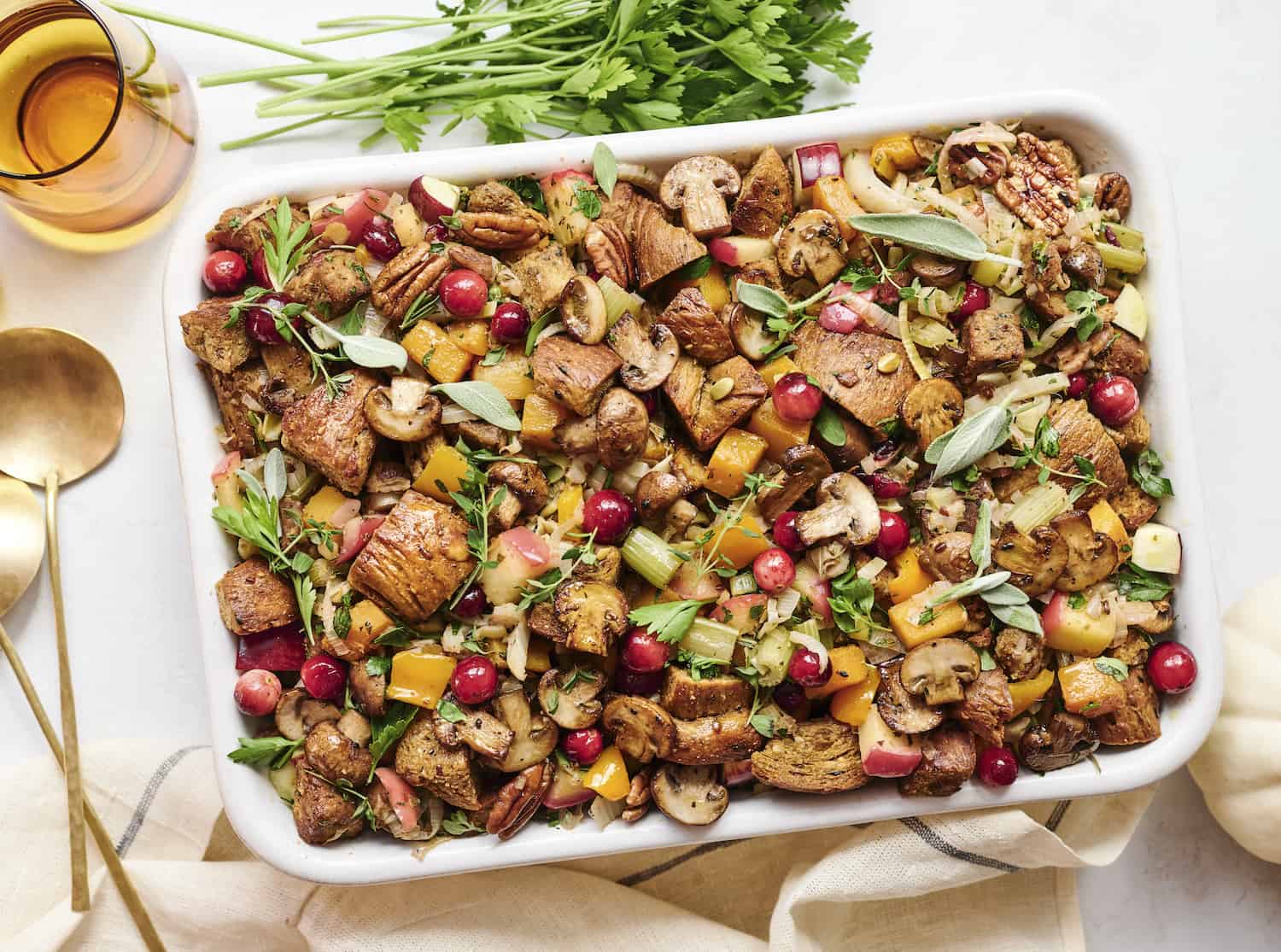 Perfect Recipe Thanksgiving Edition: Mushroom, Challah, and Cranberry Stuffing